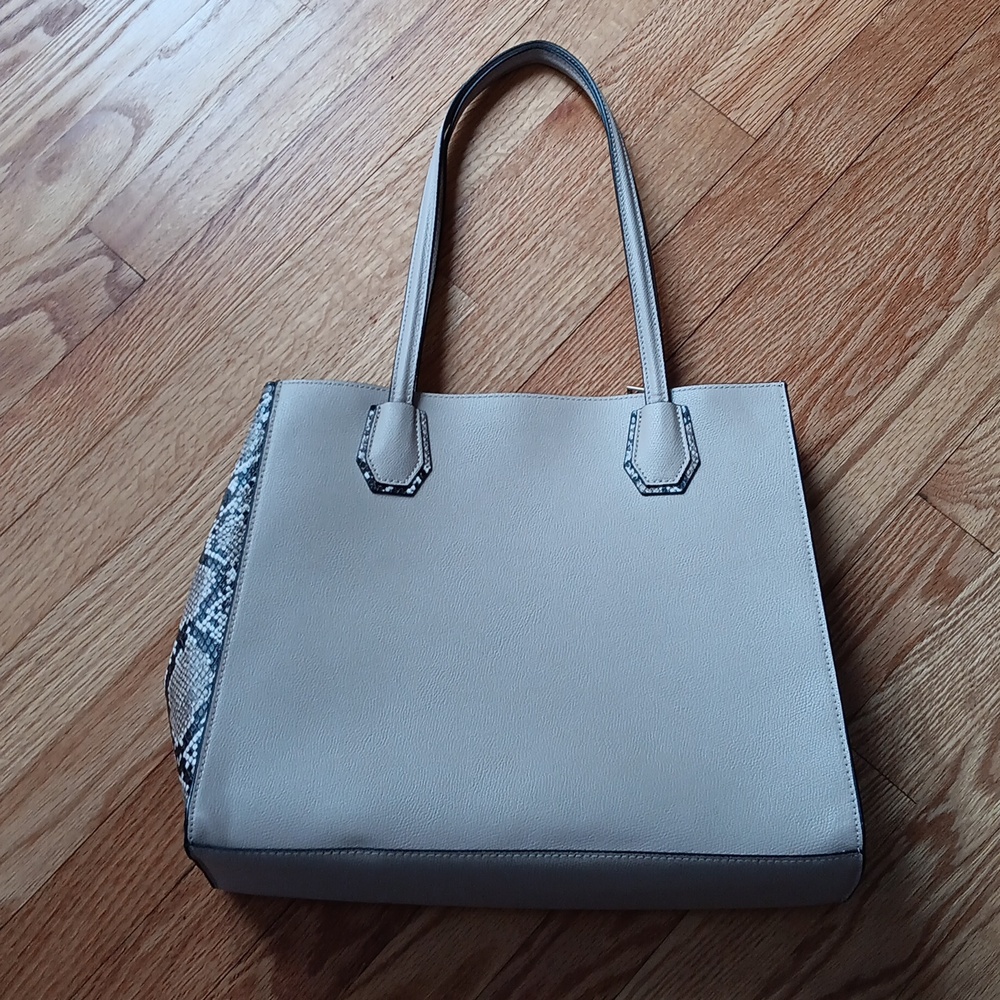 H. & M. Classic Faux Leather Tote Bag with Animal Print Sides